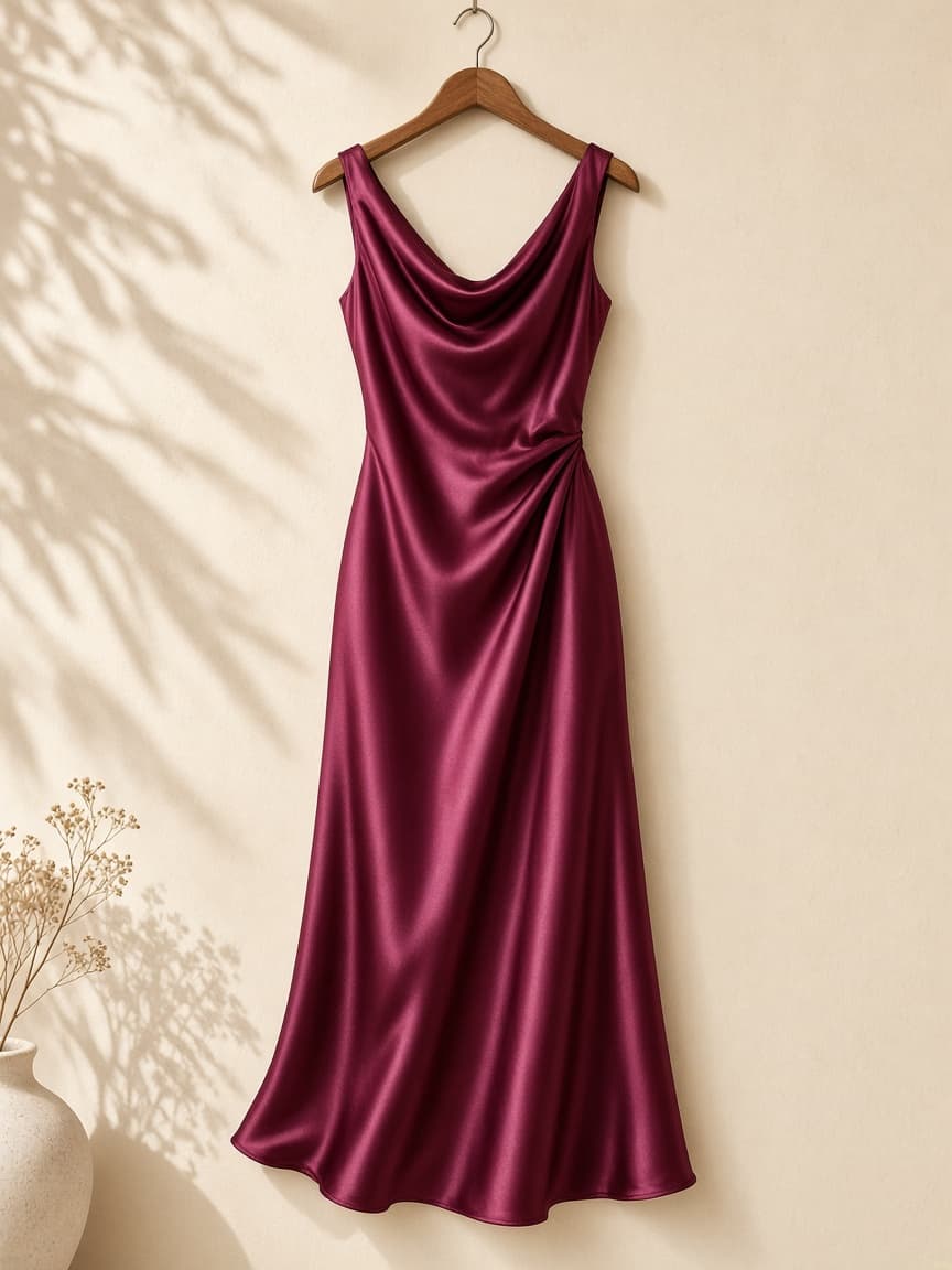 Long Bias Silk Gown – Silk — Maroon