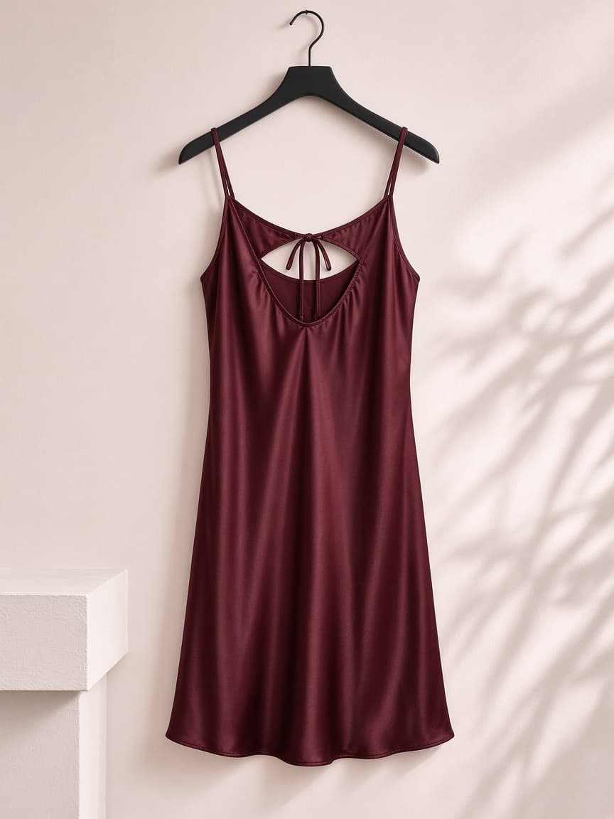 Keyhole Back Slip – Silk — Maroon