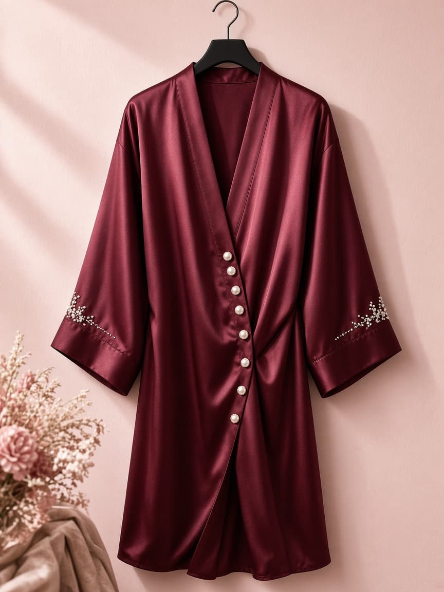 Pearl Button Bridal – Silk — Maroon