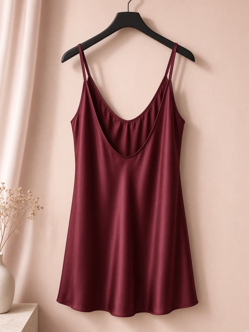 U-Back Chemise – Silk — Maroon