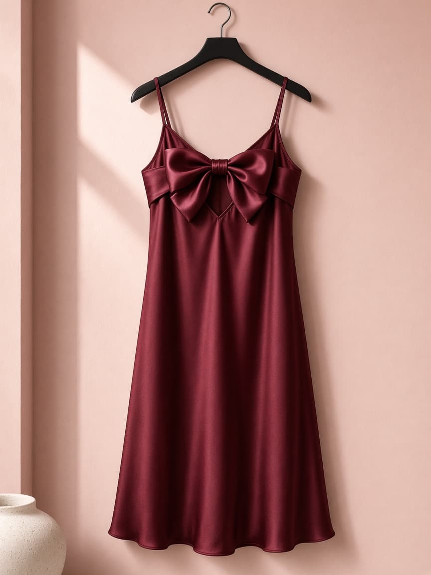 Bow Back Slip – Silk — Maroon