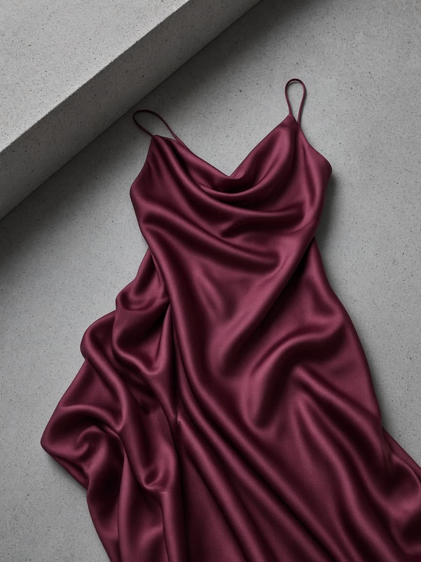 Cowl Neck Silk Slip – Silk — Maroon