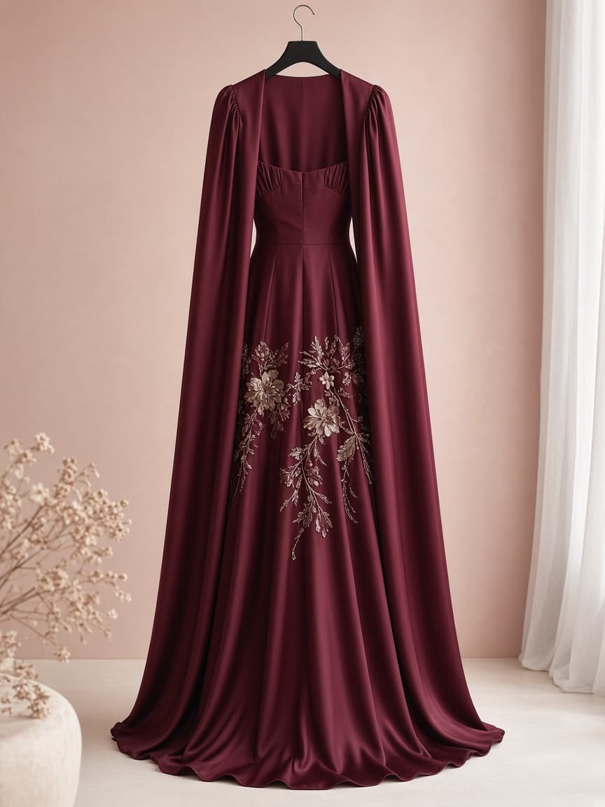 Cape Back Bridal – Silk — Maroon