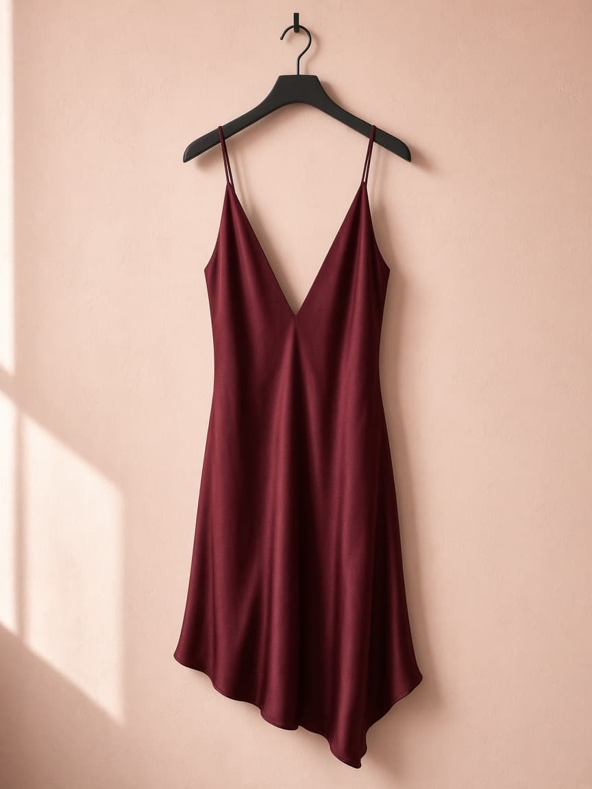 Deep V Slip – Silk — Maroon