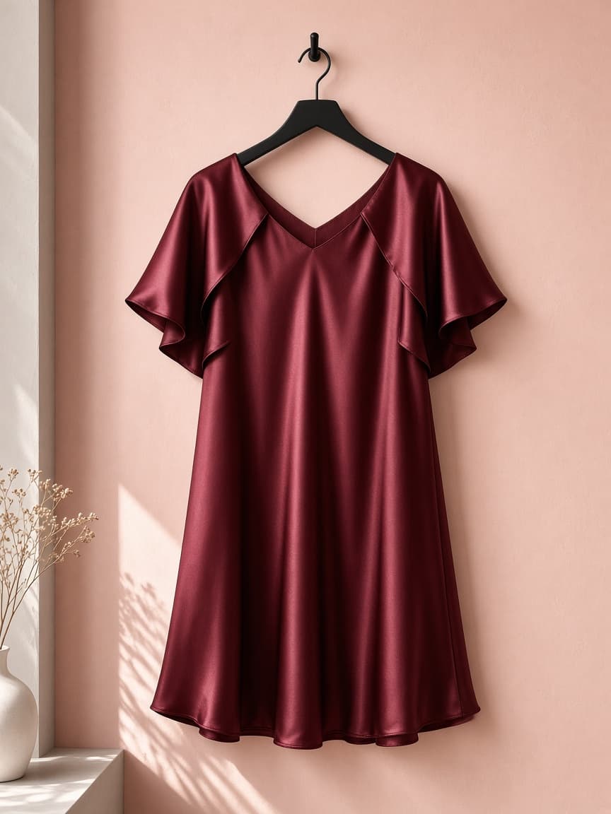 Capelet Nighty – Silk — Maroon