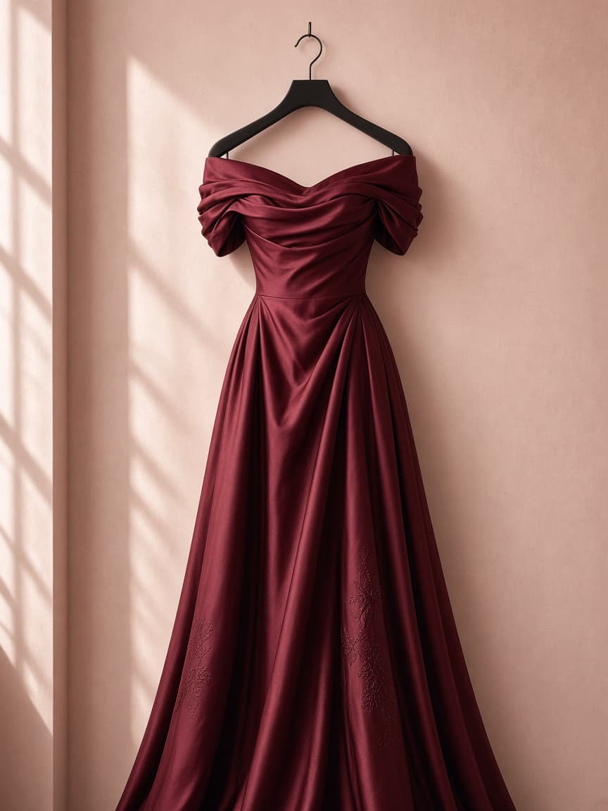 Off Shoulder Bridal – Silk — Maroon
