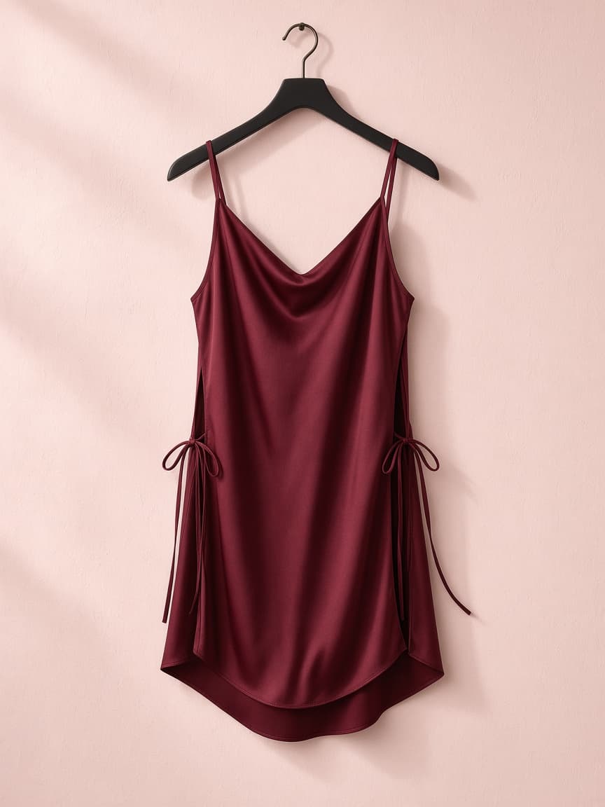 Open Side Chemise – Silk — Maroon
