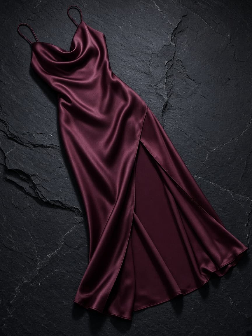 High-Slit Slip – Silk — Maroon