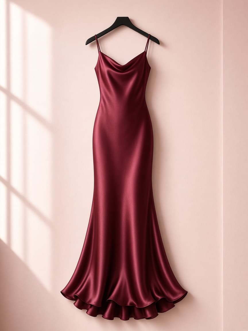 Mermaid Hem Gown – Silk — Maroon