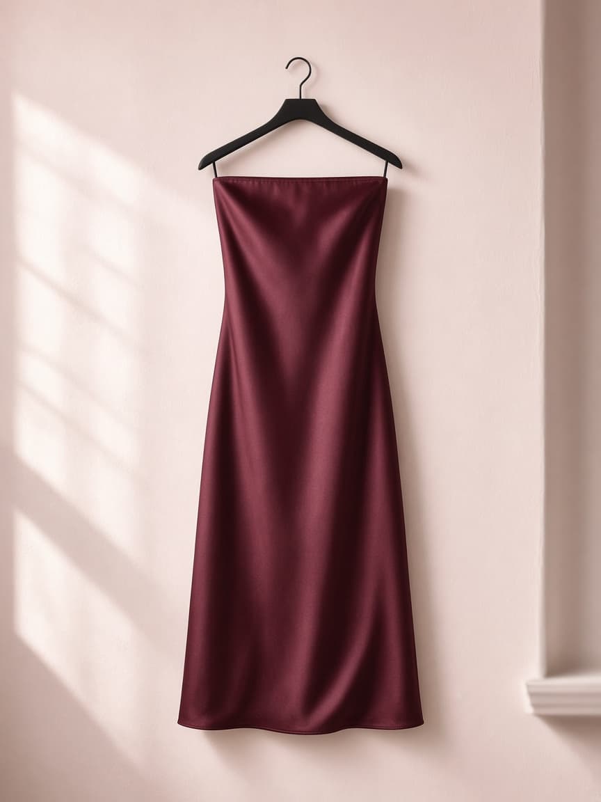 Bandeau Slip Dress – Silk — Maroon