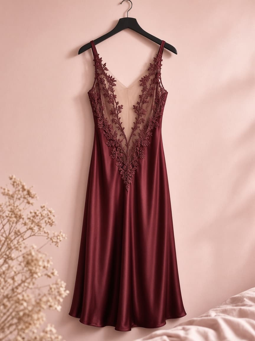 Illusion Back Bridal – Silk — Maroon
